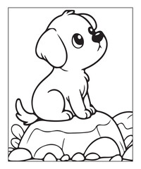 Fototapeta premium puppy coloring book page for kids generative ai