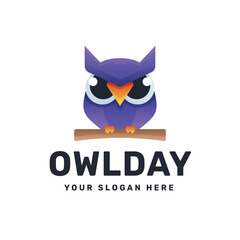 Owl logo icon design vector illustration, gradient colorful style logo for company