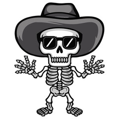 Pirate skull with sword and hat cartoon illustration for Halloween