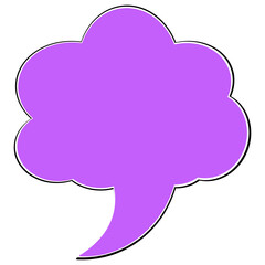 Purple Speech Bubble Icon, Isolated on White