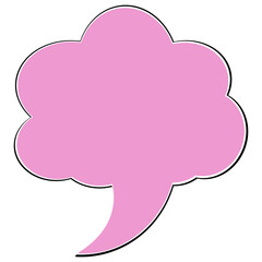 Pink Speech Bubble Icon, Isolated on White