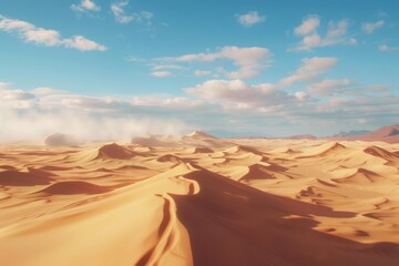 Naklejka premium Vast Desert Landscape Under a Blue Sky