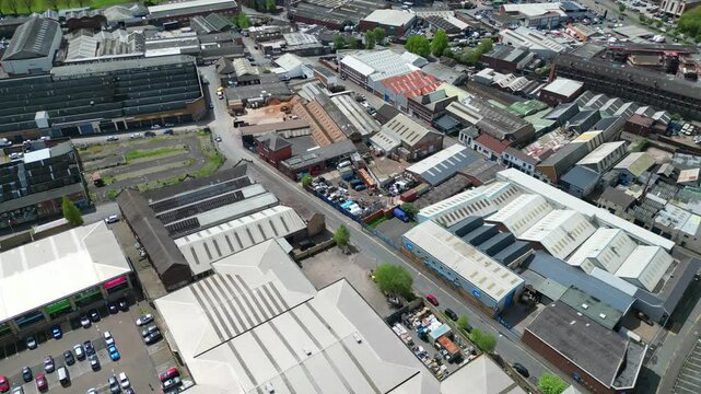 High Angle Footage of Historical Central Wolverhampton City of England United Kingdom. May 4th, 2024