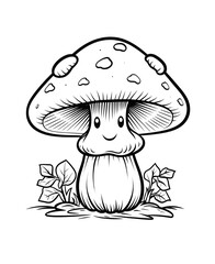Obraz premium Printable or digital coloring page or book of Mashroom for drawing or painting or coloring. Kids as well as adults will love to fill colours in the pages.
