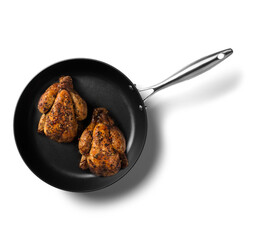 frying pan with chicken