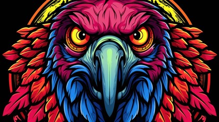 Obraz premium Vibrant graphic design of Eclectus Parrot with tropical colors, radiating warmth and beauty.