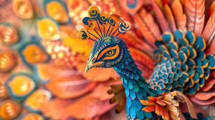 Fototapeta premium Papercraft art stock image of a detailed paper sculpture of a Pe