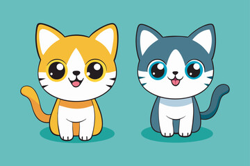 Adorable Cartoon Kittens Vector Illustration.