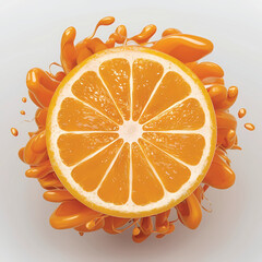 Orange slice and juice