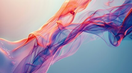 Fototapeta premium Vibrant abstract artwork featuring colorful, flowing smoke patterns in shades of pink, purple, and blue against a soft background.