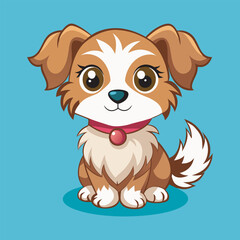 Cute Color Puppy Vector Illustration.