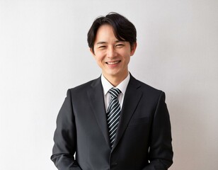 黒いスーツ姿で笑顔の30代の男性コンサルタント 経営者