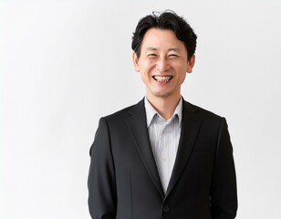 黒いスーツ姿で笑顔の40代の男性コンサルタント 経営者