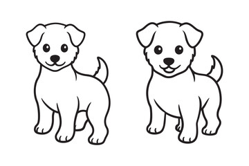 Cute Puppy Line Art Vector Illustration.