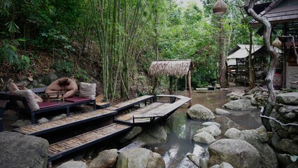 Landscape view of Eskimo bungalow house at Nam sai beach resort, Samaesan, Sattahip.