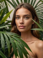 Naklejka premium A leaf dress model with a nature-friendly concept