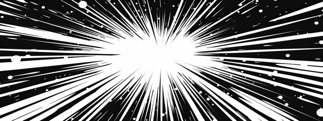 a central burst of light, white against a black background