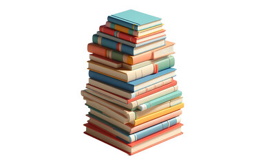 Books stacked and isolated on transparent background