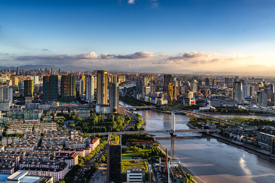 Aerial view of Ningbo Sanjiangkou