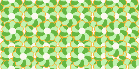 seamless floral pattern in green color. This is a vector illustration of repeating flowers. Design for decorative, wallpaper, shirts, clothing, tablecloths, blankets, wrapping, textures, textiles