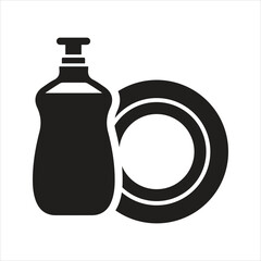 Dishwashing icon.Dish washing. Clean dishes. Washing dishes. Washing up liquid icon