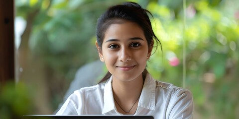 Indian woman excels at remote work managing finances effectively from home. Concept Remote Work, Financial Management, Indian Culture, Work-Life Balance, Home Office