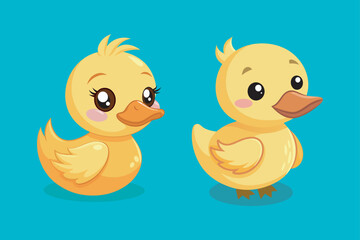 Charming Duckling Duo Illustration.