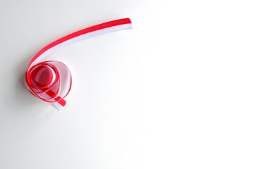 Indonesia’s flag. Red and white ribbon background. Indonesia independence day concept