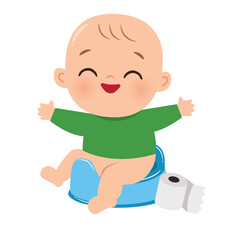 Cute baby potty training vector