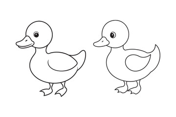 Cute Duckling Line Art Illustration.
