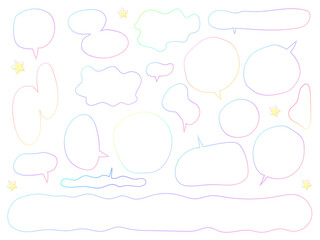 虹色の手書き吹き出し素材セット