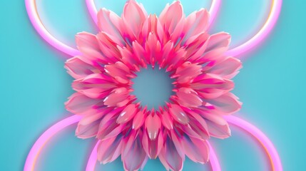 Obraz premium Creative compositions of neon geometric patterns intersecting in a kaleidoscope of colors, offering a visually stimulating backdrop for contemporary art and design projects.