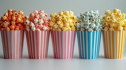 Colorful Popcorn Displayed on a Tabletop