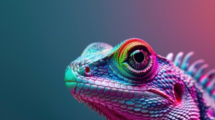 A series of neon-lit portraits featuring reptiles and amphibians, each glowing with vibrant hues against a dark background, showcasing their unique textures and colors.