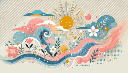 Fototapeta premium The concept of the image of a beautiful world of mutual support. Vector illustration.