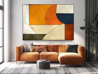 Elegant Living Space with Colorful Abstract Painting
