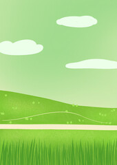 Obraz premium Green landscape illustration