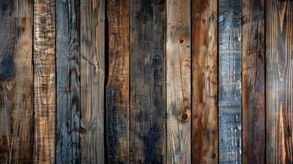 Naklejka premium A detailed texture of rustic wooden planks, showcasing the natural grain and weathered appearance.