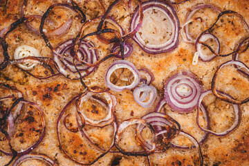 homemade Italian focaccia with onion topping