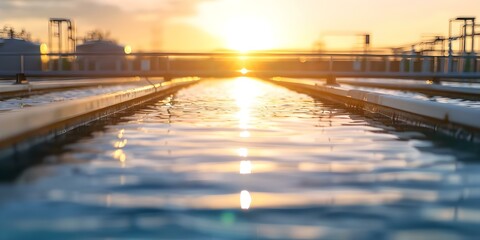 Harnessing Solar Power to Ensure Clean Water for an Environmentally Sustainable Future. Concept Solar Power, Clean Water, Environmentally Sustainable, Future Development, Renewable Energy