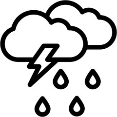 Vector Icon Raining, Cloud, Weather, Spring, Sky
