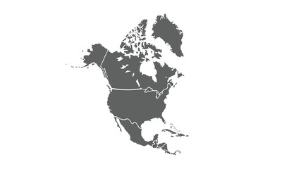 North America map isolated on white background. for website layouts, background, education, precise, customizable, Travel worldwide, map silhouette backdrop, earth geography, political, reports.