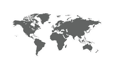 Fototapeta premium World map isolated on white background. for website layouts, background, education, precise, customizable, Travel worldwide, map silhouette backdrop, earth geography, political, reports.