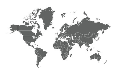 World map isolated on white background. for website layouts, background, education, precise, customizable, Travel worldwide, map silhouette backdrop, earth geography, political, reports.