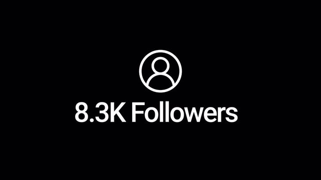 Social media 10K followers counting notification icon animation on alpha channel, Incoming followers counting notification animation 4k background video