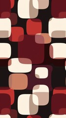 Abstract Red, White, and Brown Rounded Square Wallpaper Pattern