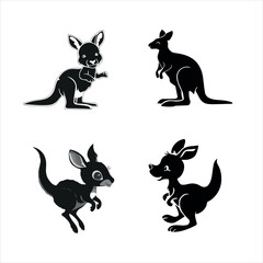 kangaroo silhouettes vector