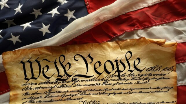 US Constitution and Flag