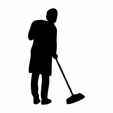 recommend clip art: silhouette of a person sweeping or mopping