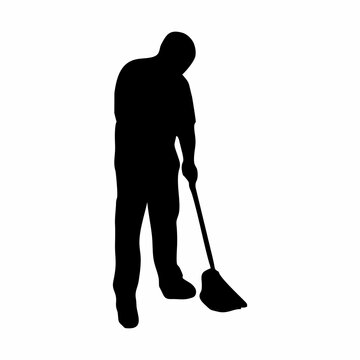 recommend clip art: silhouette of a person sweeping or mopping